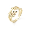 Brass Micro Pave Cubic Zirconia Cuff Rings for Women RJEW-S400-08G-4