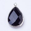 Silver Color Plated Brass Glass teardrop X-GLAA-M006-A-12S-2