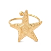 Ion Plating (IP) 304 Stainless Steel Starfish Open Cuff Rings for Women RJEW-M167-08E-G-2