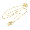 Brass & Resin Textured Heart Pendant Satellite Chain Necklaces LS-NJEW-R100-03G-2