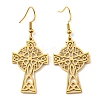 304 Stainless Steel Cross with Sailor's Knot Dangle Earrings for Women EJEW-F320-01G-2