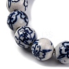 Handmade Blue and White Porcelain Beads Strands PORC-I027-01D-3
