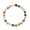 Natural Agate & Brass Beaded Bracelets for Women BJEW-JB13968-3