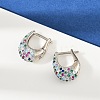 Oval Brass Micro Pave Colorful Cubic Zirconia Hoop Earrings EJEW-S277-10P-B-1