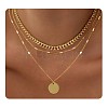 3Pcs Brass Disc Pendant 3 Layer Necklaces for Women FS-WG7502D-04-1