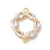 Brass Pave Clear Cubic Zirconia Horse Eye Ring Links Connector Charms KK-M294-02G-1