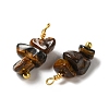 Natural Tiger Eye Pendants KK-P242-31G-05-2