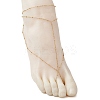 304 Stainless Steel Satellite Chain Toe Ring Anklets for Women AJEW-AN00662-01-3