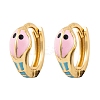 Snake Brass Enamel Hoop Earrings for Women EJEW-E309-01G-2