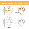 8Pcs 2 Colors 304 Stainless Steel Pendants STAS-UN0030-36-5