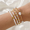 4Pcs 4 Styles Elegant Imitation Pearl & Brass Beads Stretch Bracelets for Women YV1811-1-1