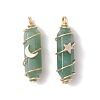 Natural Green Aventurine Copper Wire Wrapped Pointed Pendants PALLOY-JF02535-05-1