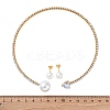 Round Plastic Imitation Pearl Stud Earrings & Heart Cubic Zirconia Rhinestone Cuff Choker Necklaces Sets SJEW-U003-10G-5