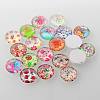 Half Round/Dome Floral Printed Glass Cabochons GGLA-A002-20mm-UU-2