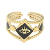 Ion Plating(IP) 304 Stainless Steel Enamel Rhombus with Eey Cuff Rings RJEW-L107-056G-02-2