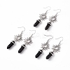 Natural Lava Rock Bullet with Sun Dangle Earrings EJEW-I276-01P-07-1