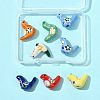 8Pcs 7 Colors Handmade Printed Porcelain Beads PORC-FS0001-39-6