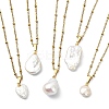 Natural Baroque Pearl Keshi Pendant 304 Stainless Steel Satellite Chain Necklaces NJEW-JN06161-2