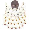 6Pcs 6 Styles Brass & Alloy Enamel Charms Baseball Cap Chain AJEW-GO00040-1
