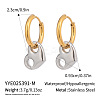 Stainless Steel Two Tone Heart Hoop Earrings YC0014-2-1