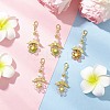 Flower Acrylic & ABS Plastic Imitation Pearl Pendant Decorations HJEW-JM03529-02-1