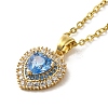 Brass Rhinestone and Glass Pendant Necklaes NJEW-M210-02G-1
