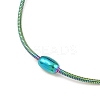 Ion Plating(IP) 304 Stainless Steel Round Snake Chain Bracelet with Oval Beaded BJEW-E088-03RC-6