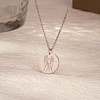 Stylish 304 Stainless Steel Flat Round Gemini Zodiac Pendant Necklaces for Women's Daily Wear UA3158-2-1