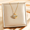 Brass Bowknot Heart Pendant Necklaces NJEW-K280-06G-01-1