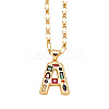 Brass Pave Colorful Cubic Zirconia Initial Pendant Necklaces FS-WG26597-01-1