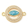 Rack Plating Brass Micro Pave Clear Cubic Zirconia Ring with Horse Eye Connector Charms KK-K385-98G-01-1
