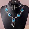Teardrop Alloy Rhinestone Bracelets & Earrings & Necklaces & Rings Sets for Women FS-WG7FCB3-04-1