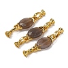 Rack Plating Brass and Grey Agate Flod Over Clasps KK-B103-13G-1