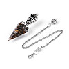 Natural Tiger Eye Chip & Epoxy Resin Dowsing Pendulum Big Pendants AJEW-N004-01F-2