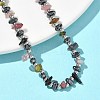 Natural Multicolor Tourmaline Chip & Non-magnetic Synthetic Hematite Beaded Bracelet for Women BJEW-Z148-02P-06-4