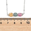 Natural Multicolor Tourmaline Faceted Cube Beads Pendant 304 Stainless Steel Satellite Chain Necklacs for Women NJEW-JN06541-02-5