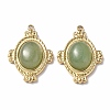 PVD Vacuum Plating 201 Stainless Steel Natural Green Aventurine Pendants STAS-C064-VC879-2