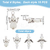 40Pcs 4 Styles Wing Alloy Pendants PALLOY-HY00034-2