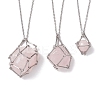 3 Pcs 201 Stainless Steel Crystal Stone Cage Pendant Necklaces NJEW-JN04750-2