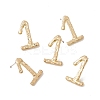 Brass Number Stud Earrings with 925 Sterling Silver Pins for Women EJEW-A077-01A-2