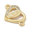 Rack Plating Brass Micro Pave Clear Cubic Zirconia Religion Heart Virgin Mary Connector Charms KK-L224-099G-02-2