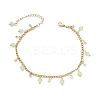 Cat Eye Round Tassel 304 Stainless Steel Twisted Chain Anklets for Women AJEW-AN00698-01-2