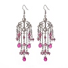 Glass Teardrop Tassel Chandelier Earrings EJEW-TA00184-04-1