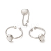 Natural Moonstone Open Cuff Ring RJEW-M166-04P-A-1