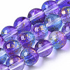 Transparent Spray Painted Glass Bead Strands GLAA-N035-03B-B03-1