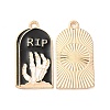 Light Gold Plated Alloy Enamel Pendants ENAM-L040-005KCG-01-1