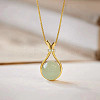 Lucky Bag Brass with Glass Imitation Jade Pendant Necklaces for Women FS-WG73FC0-01-1
