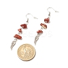 Natural Gemstone Chips Beads Long Chain Dangle Earrings EJEW-JE04892-3