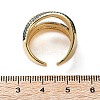Rack Plating Brass Multi Line Open Cuff Ring RJEW-C065-01G-5