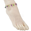 Acrylic Leaf & Glass Seed Beaded Grapes Tassel Brass Bar Link Chain Anklets for Women AJEW-MZ00008-01-3